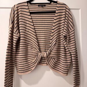 Olivaceous Black and Tan Striped Cardigan